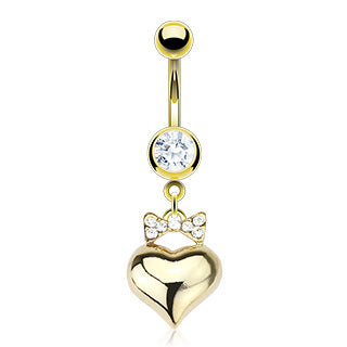 Navle Piercing Ribbon Med Hjerte