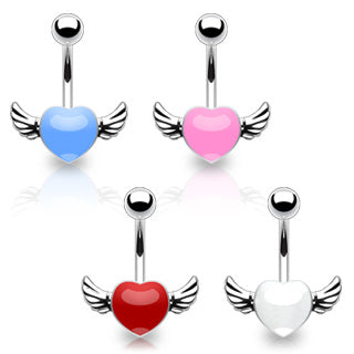 Angel Winged epoxy hjerte navle piercing