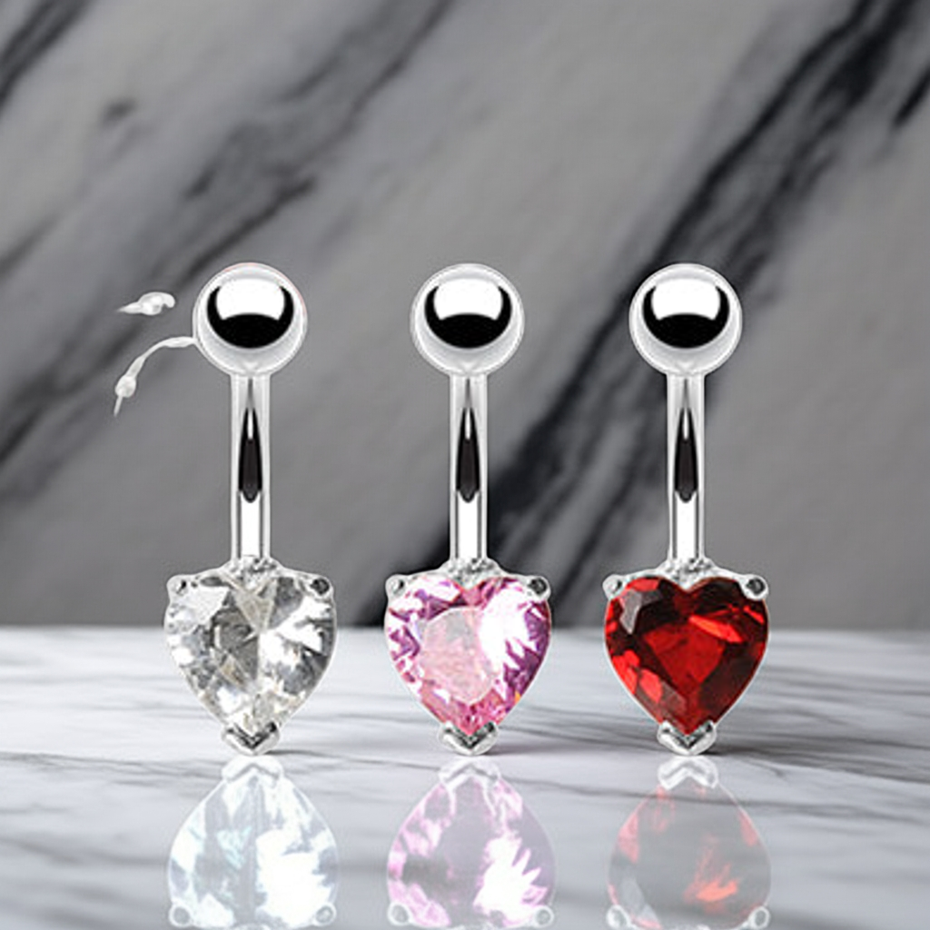 Navle Piercing Hjerte 3-Pack